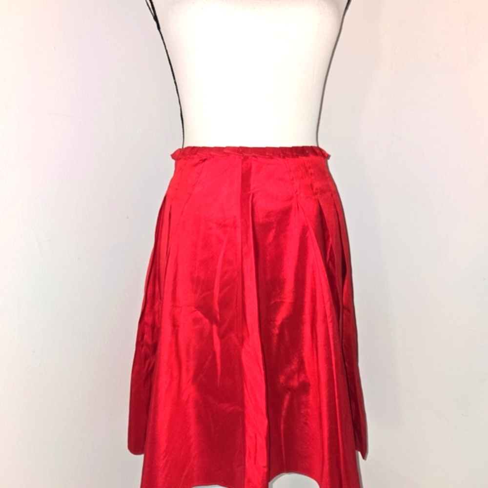 Vibrant Red Satin Skirt with Silky Finish